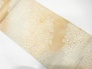 アンティーク　芝草に花尽くし模様織り出し袋帯（着用可）